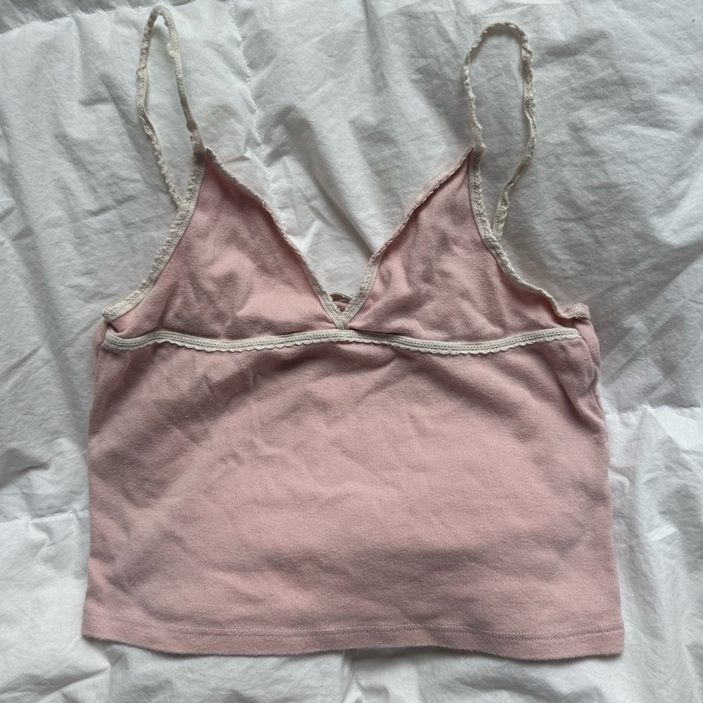 Pink Lace Trim Cami Top